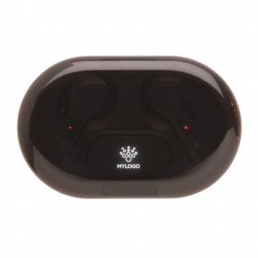 Logo trade corporate gifts image of: Light up logo TWS earbuds in charging case